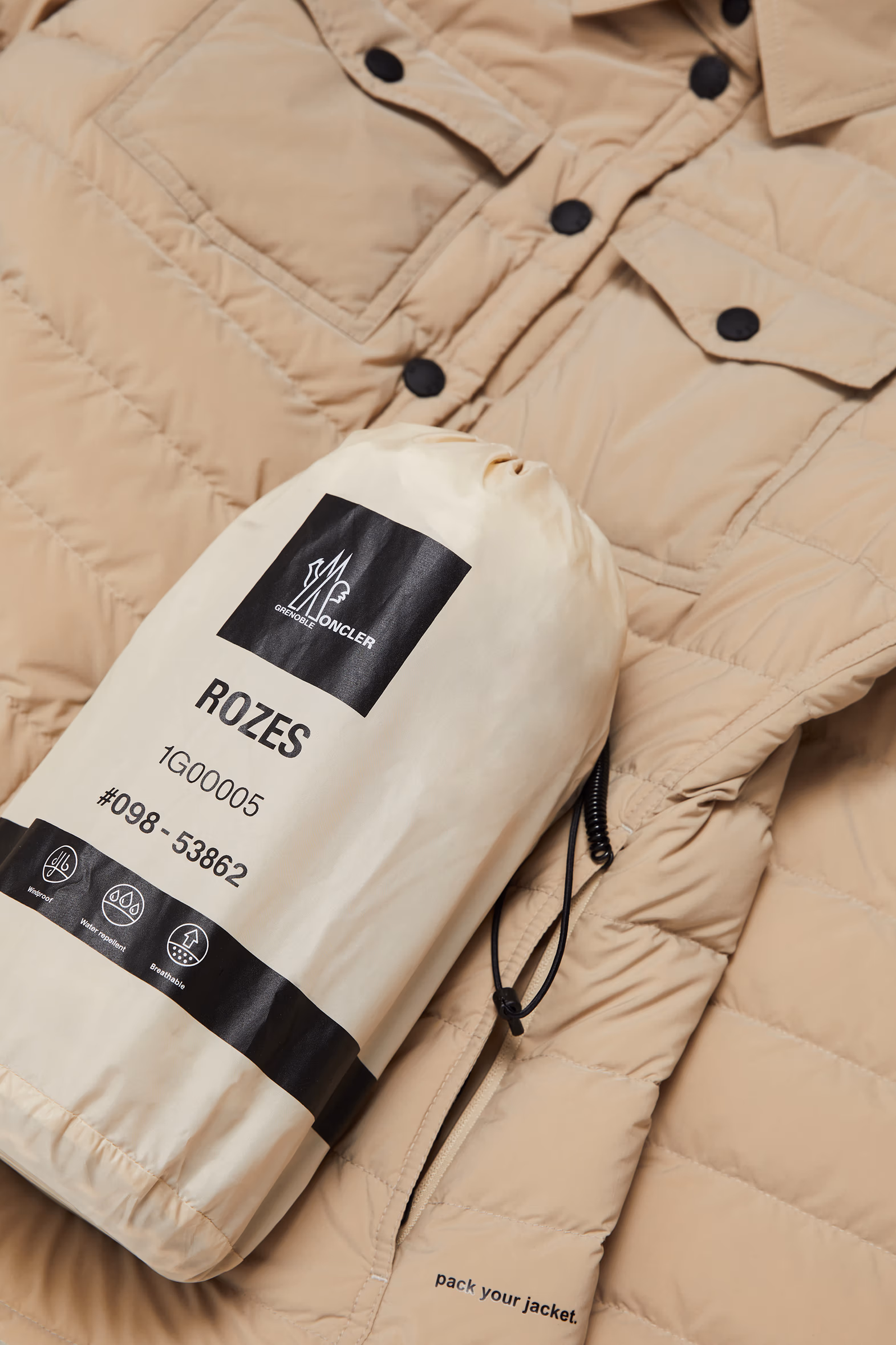 Rozes Packable Down Shirt Jacket Women Light Beige Moncler 9
